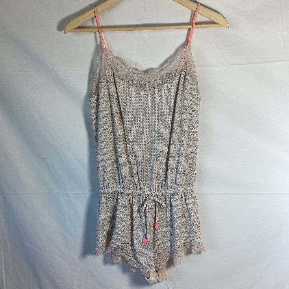 Eberjey Tan/White Drawstringโ WaistโRomper Size M